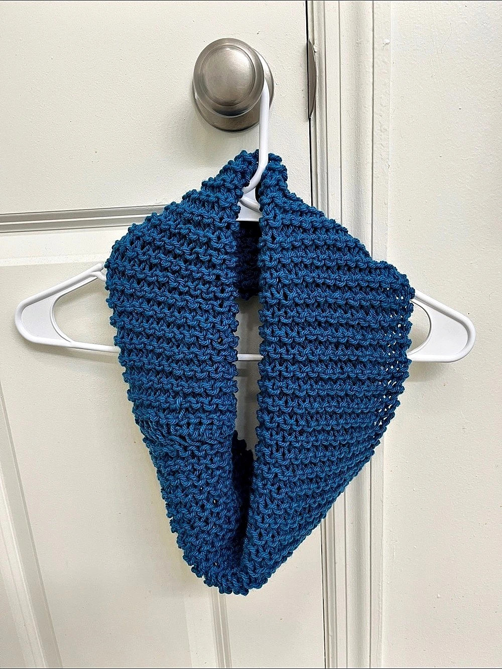 Blue Knit Infinity Scarf Handmade
